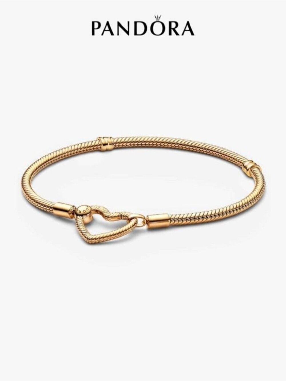 Pandora Moments Heart Closure Snake Chain Bracelet